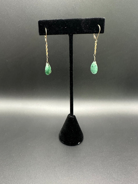 Bella Bloom Earrings - Emeralds on 14k Gold Fill Chain