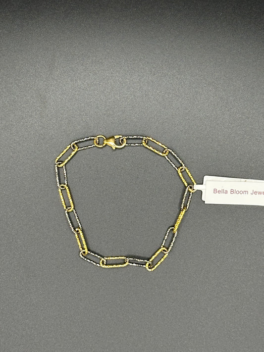 Bella Bloom Bracelet - 7 1/2" Italian Chain Bracelet in 14K Gold Fill and Gunmetal Colorway