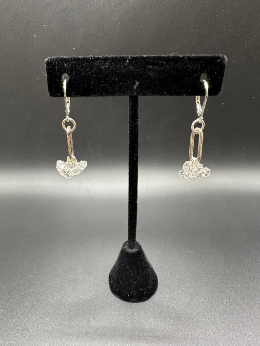 Bella Bloom Earrings - Herkimer Diamonds on Sterling Silver Paper Clip Earrings