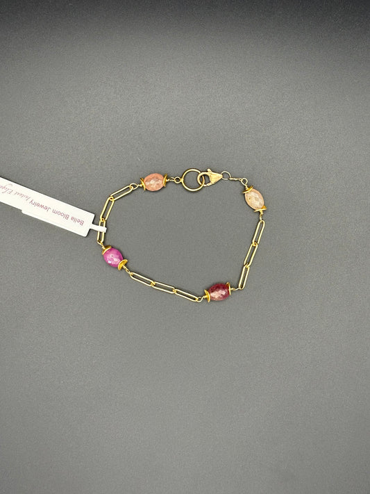 Bella Bloom Bracelet - Sapphire and 14k Gold Fill Chain