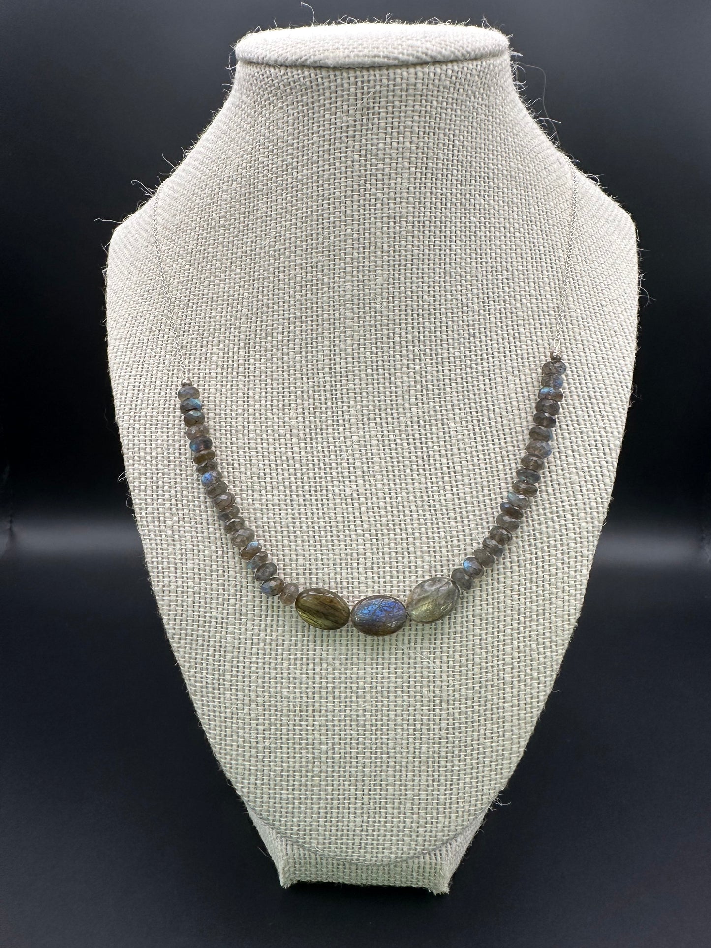 Bella Bloom Necklace - Labradorite Stones on Sterling Silver Chain