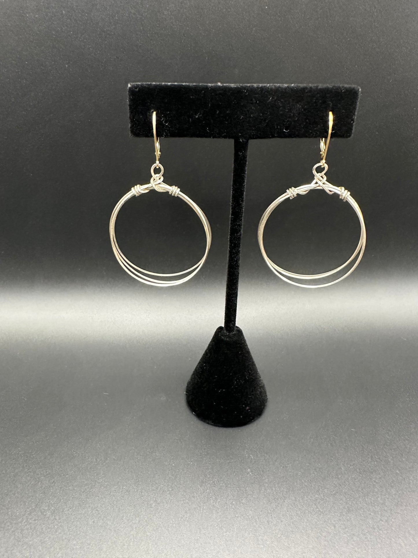 Bella Bloom Earrings - Sterling Silver Wire Wrap Hoops