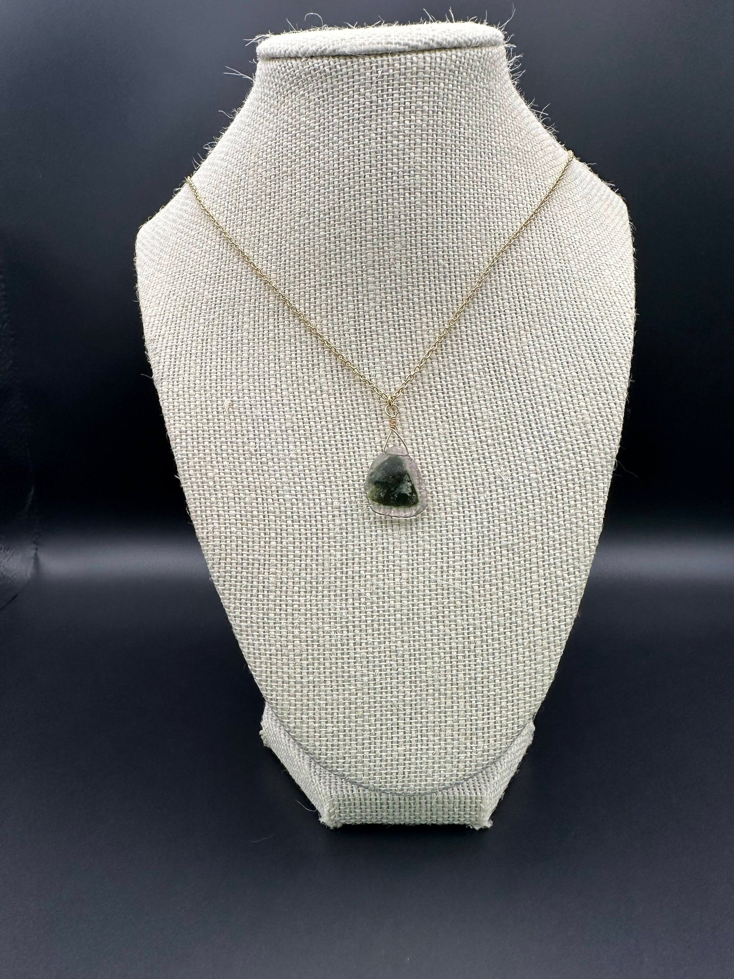 Bella Bloom Necklace - Tourmaline Slice on 20" 14K Gold Fill Chain