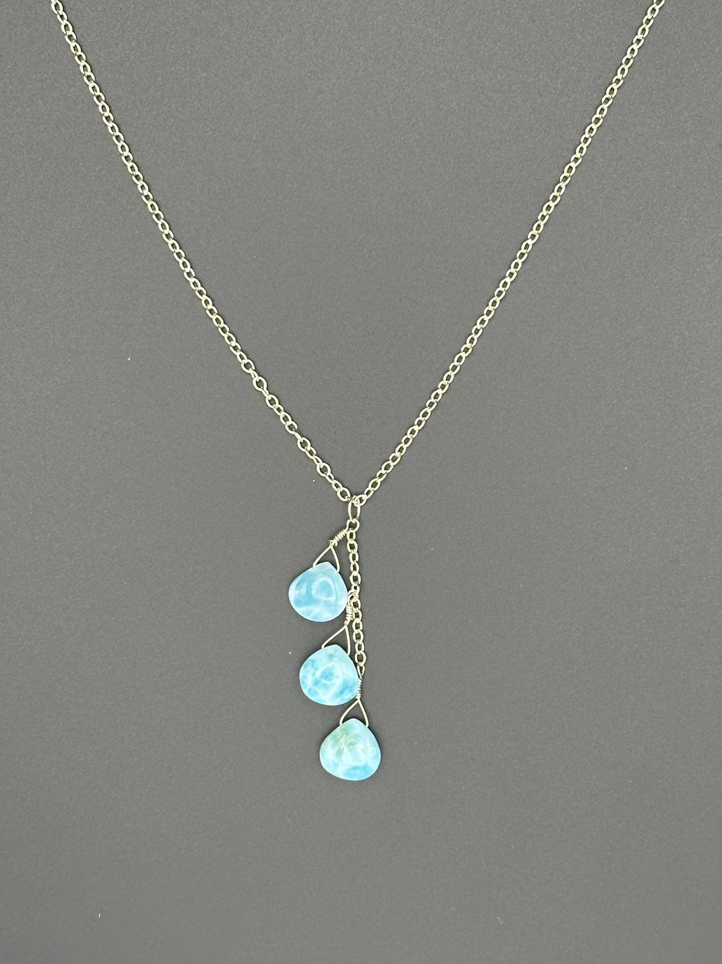 Bella Bloom Necklace - Larimar Stones on 18" Sterling Silver Chain