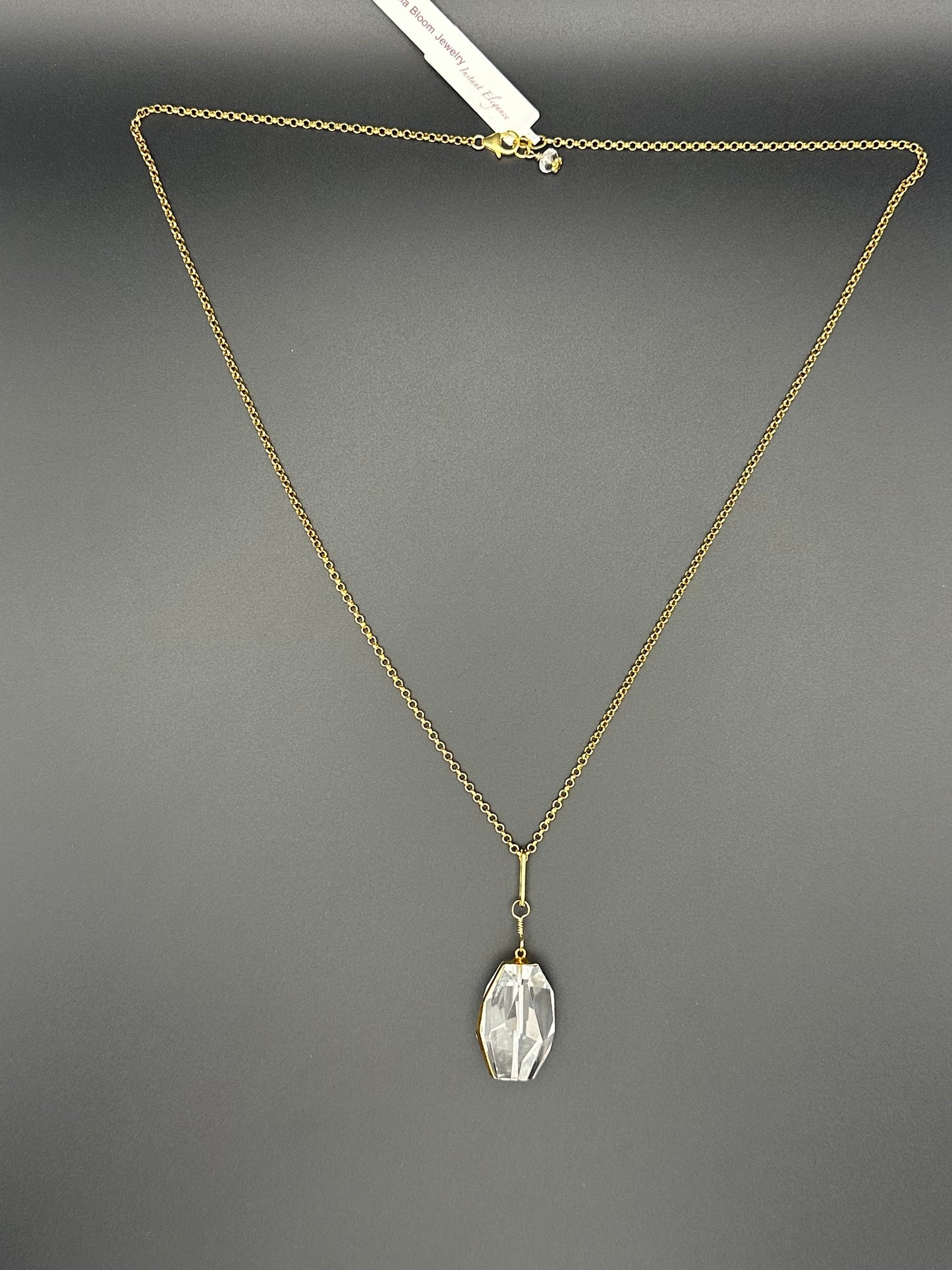 Bella Bloom Necklace - Clear Quartz Pendant on 24" 14K Gold Fill Chain