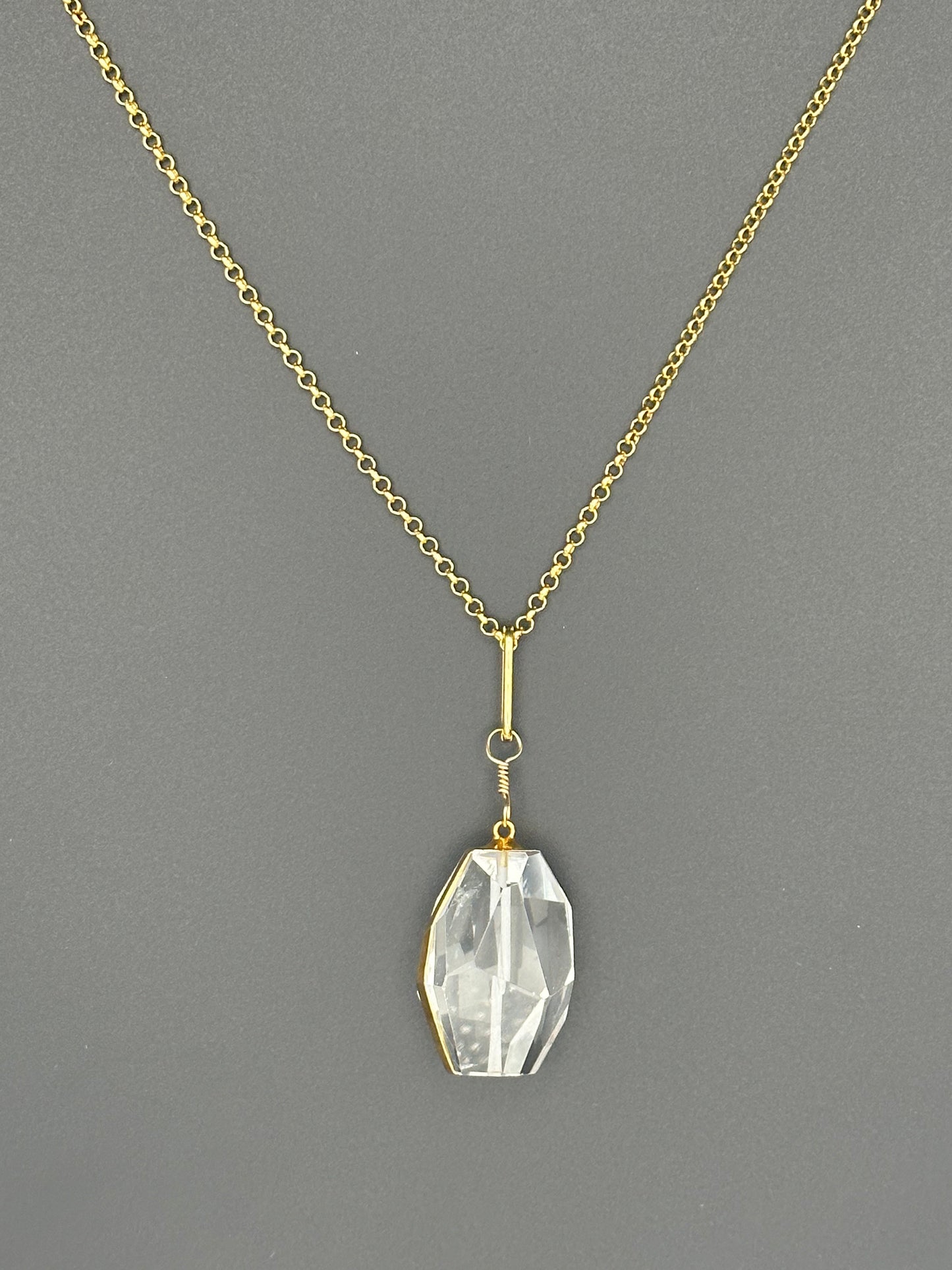 Bella Bloom Necklace - Clear Quartz Pendant on 24" 14K Gold Fill Chain