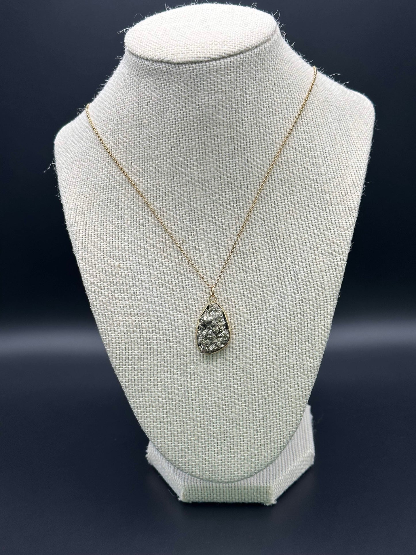 Bella Bloom Necklace - Pyrite on 24" 14K Gold Fill Chain