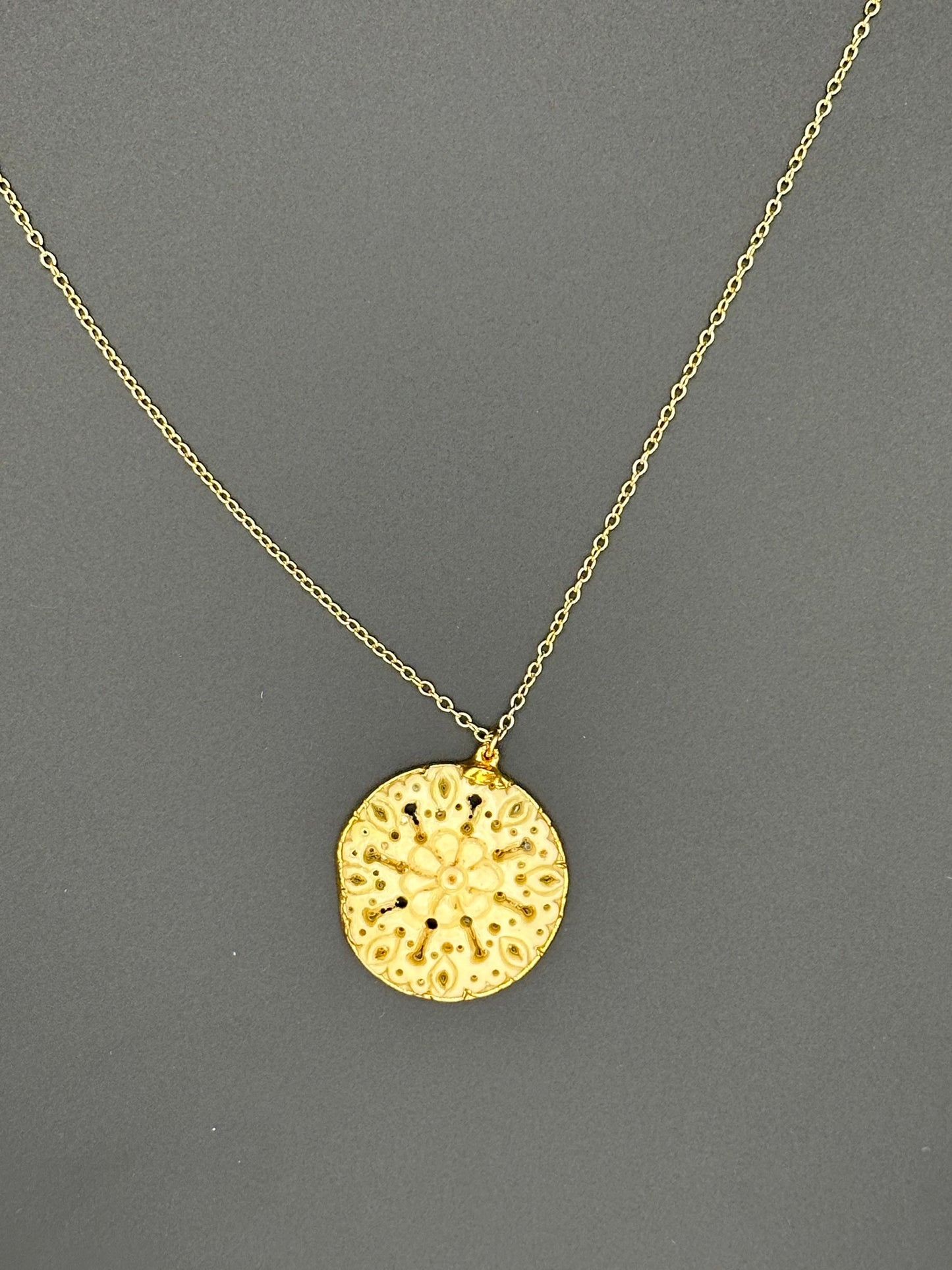 Bella Bloom Necklace - Hand Carved Bone Pendant on 24" 14K Gold Fill Chain