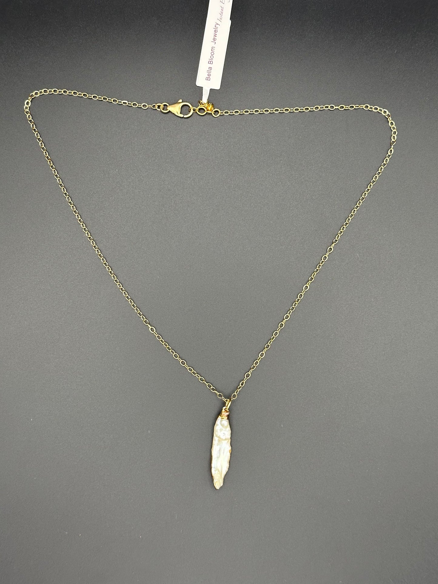 Bella Bloom Necklace - Fresh Water Chili Shaped Pearl on 19" 14K Gold Fill Chain