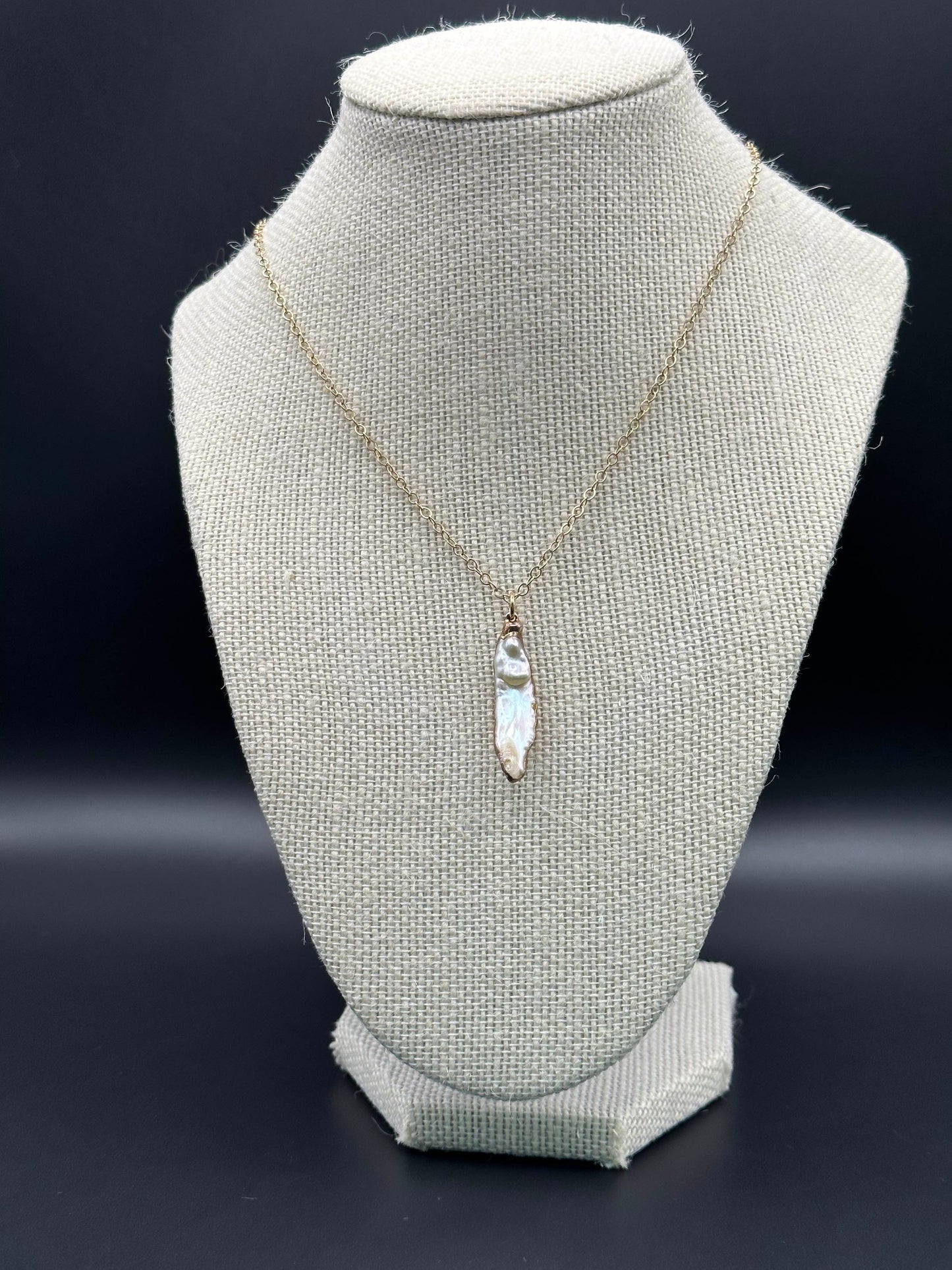 Bella Bloom Necklace - Fresh Water Chili Shaped Pearl on 19" 14K Gold Fill Chain