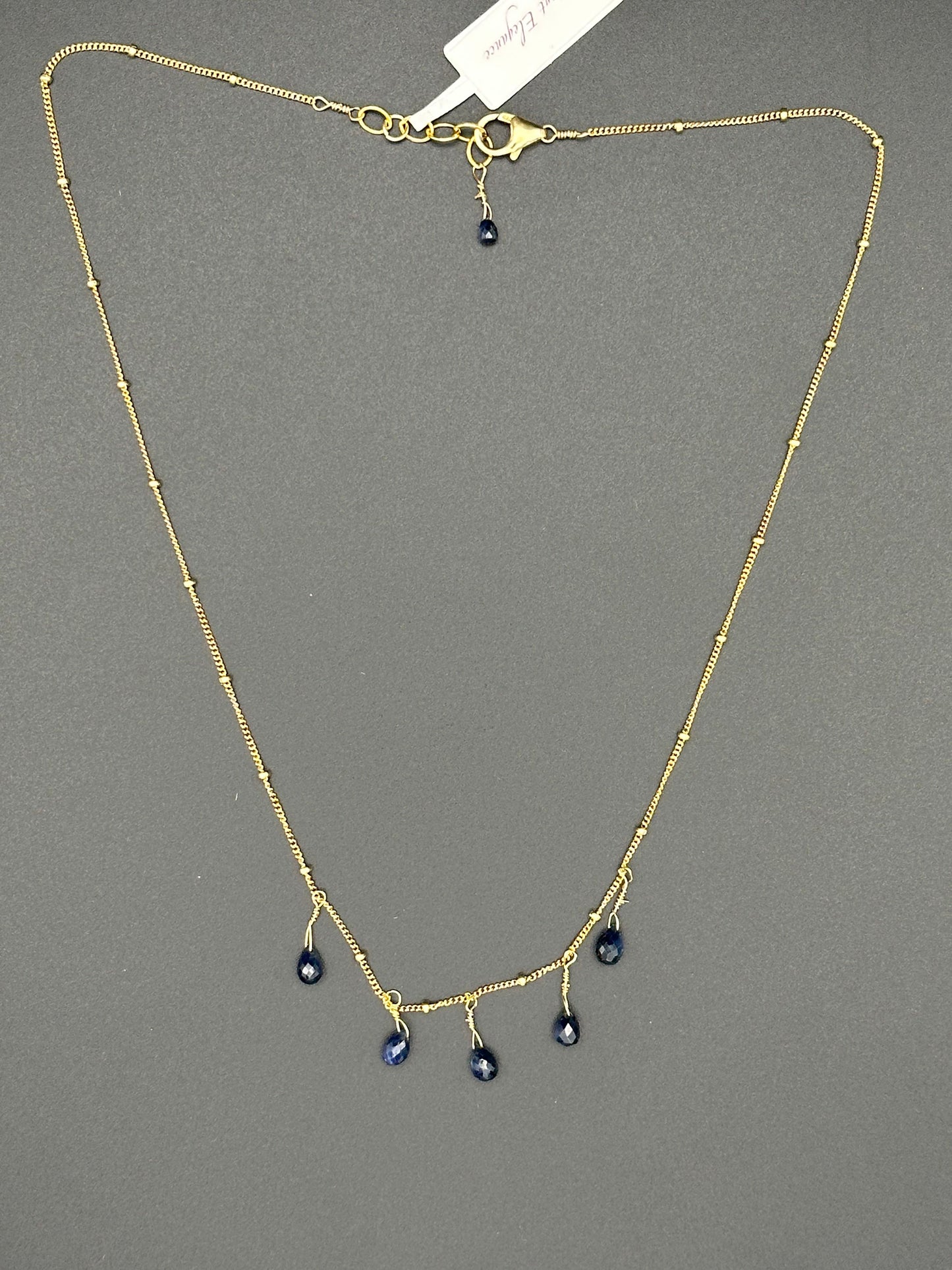 Bella Bloom Necklace - Baby Sapphires on 16" Satellite 14K Gold Fill Chain