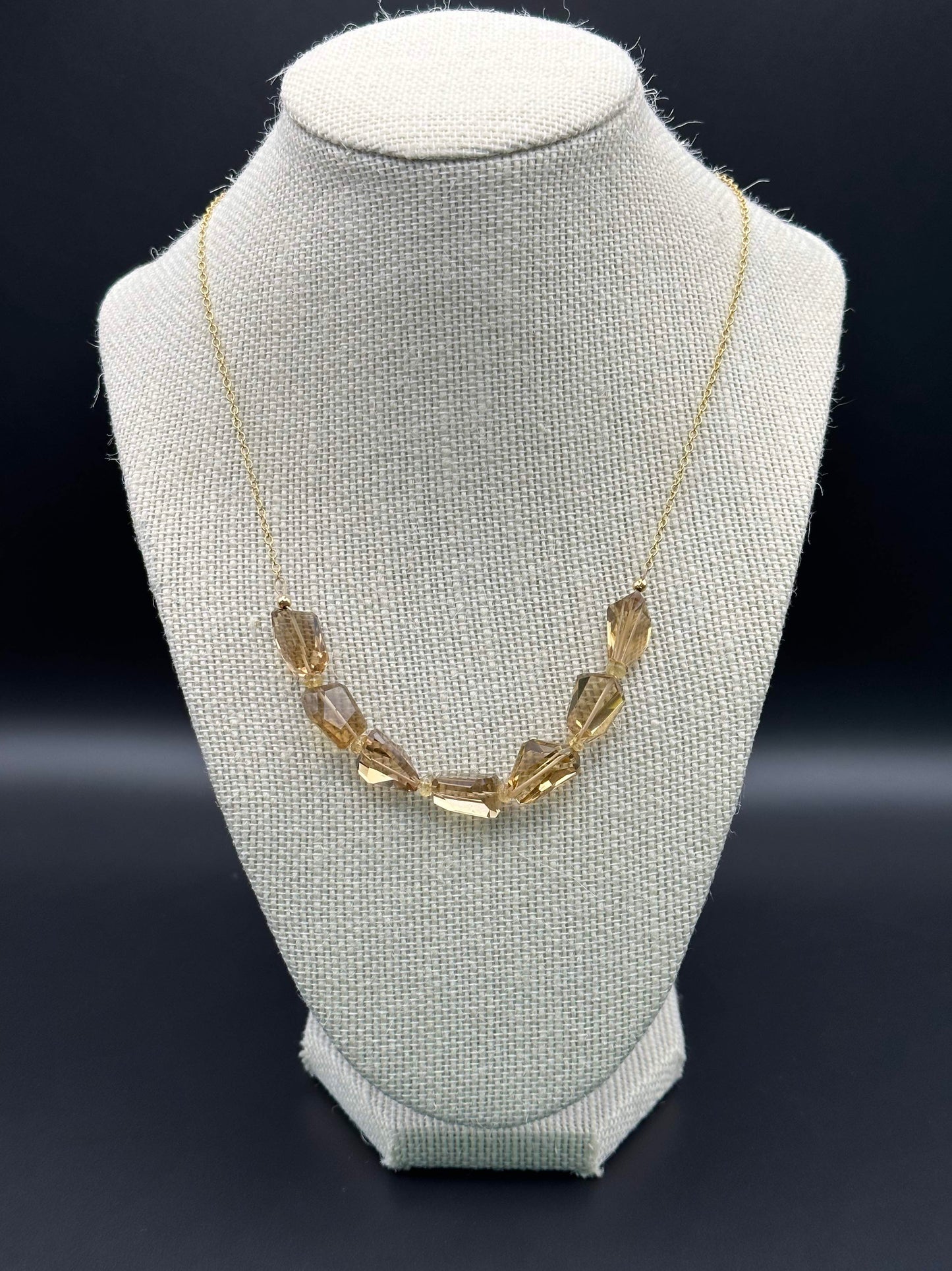 Bella Bloom Necklace - Whiskey Quartz on 18" 14K Gold Fill Chain