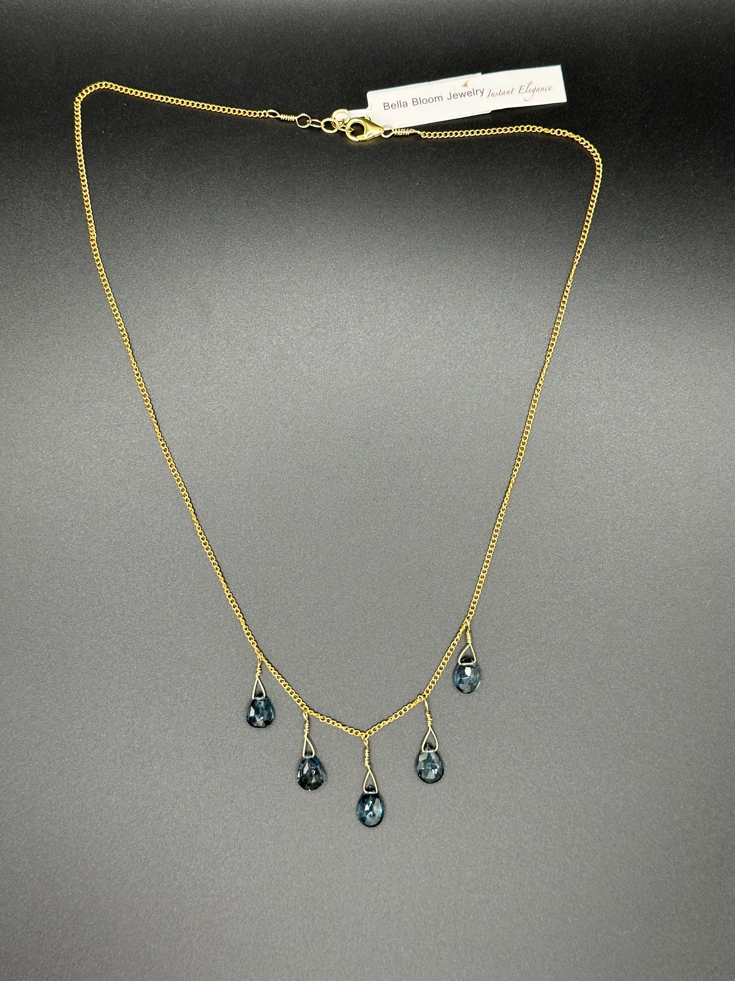 Bella Bloom Necklace - London Blue Topaz on 20" 14K Gold Fill Chain