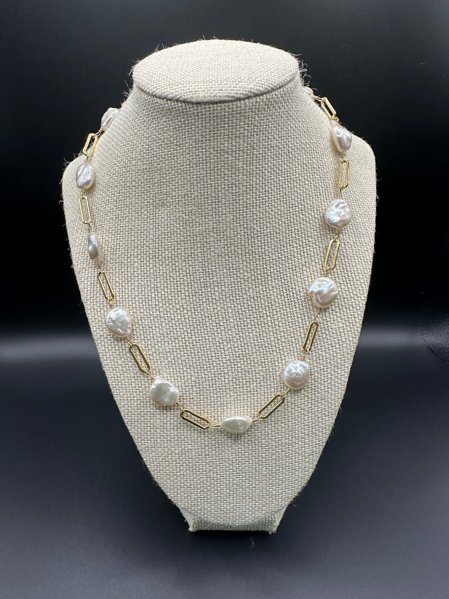 Bella Bloom Necklace - Larger Pearls on 14K Gold Fill Chain 20"