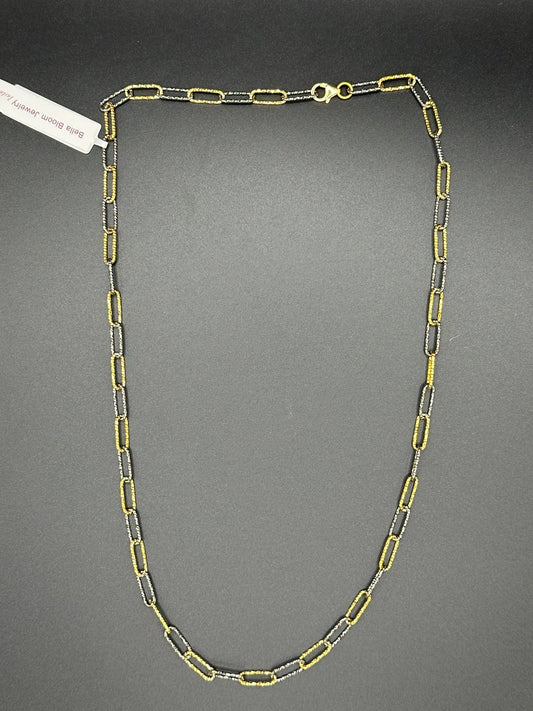 Bella Bloom Necklace - 22" Italian Chain in 14K Gold Fill and Gunmetal Colorway