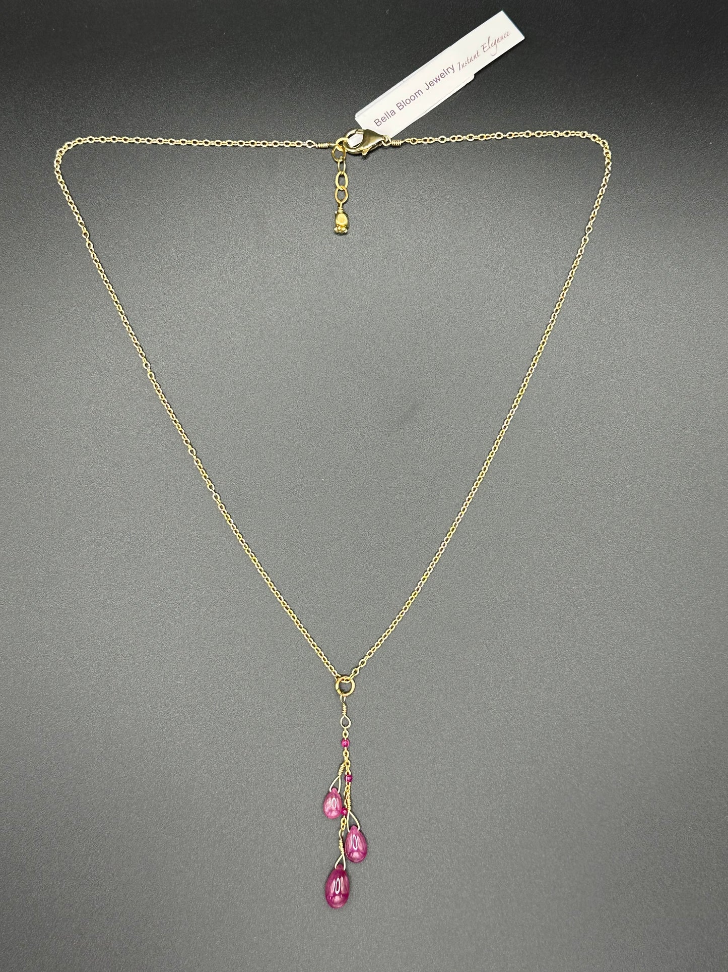 Bella Bloom Necklace - Rubies on 20" 14K Gold Fill Chain