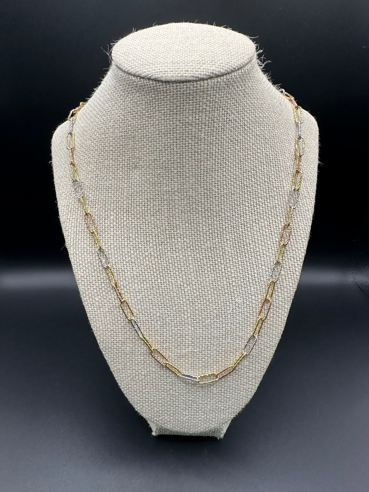 Bella Bloom Necklace - Tri Color Italian Chain 24"