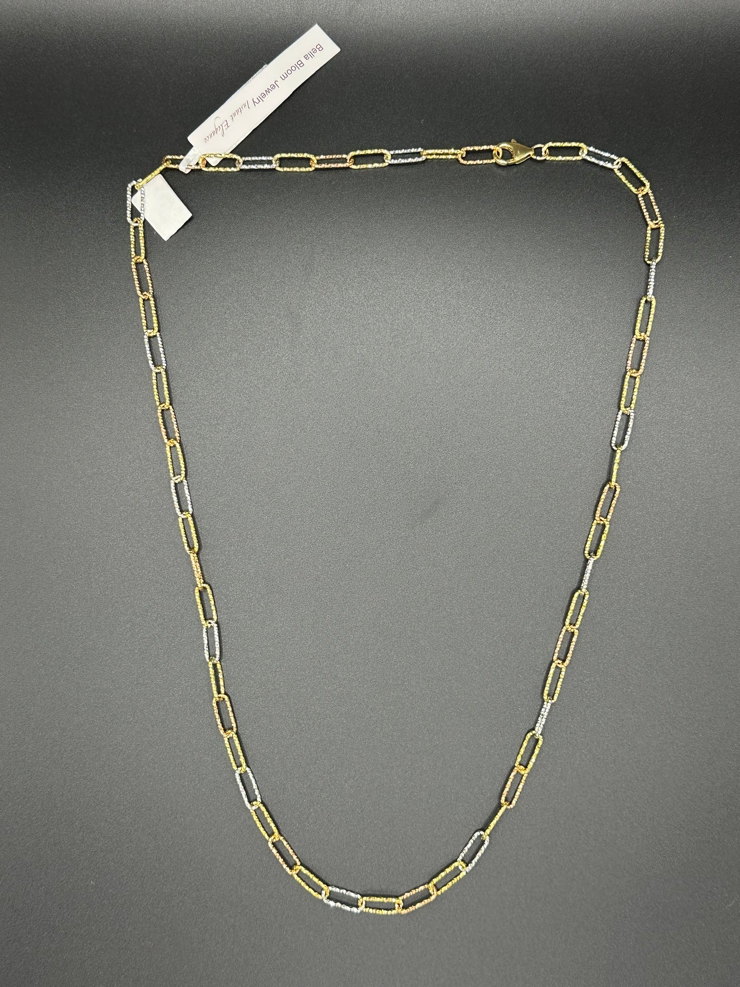 Bella Bloom Necklace - Tri Color Italian Chain 24"