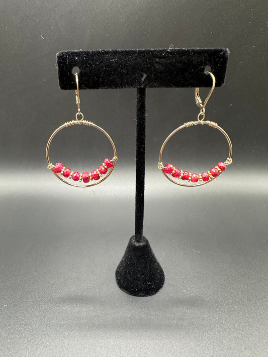 Bella Bloom Earrings - Sapphires on Smooth 14K Gold Fill Hoops