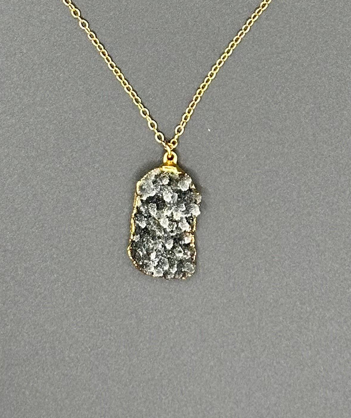 Bella Bloom Necklace - Black Amethyst Druzy on 19" 14k Gold Fill Chain