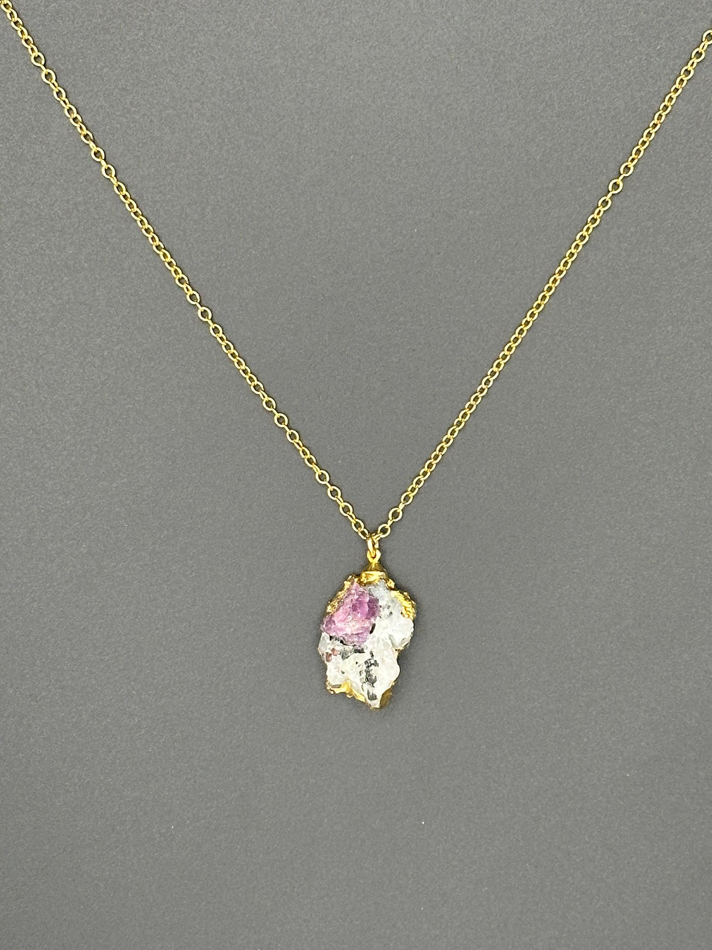 Bella Bloom Necklace - Ruby and Starolite Stone on 14k Gold Fill